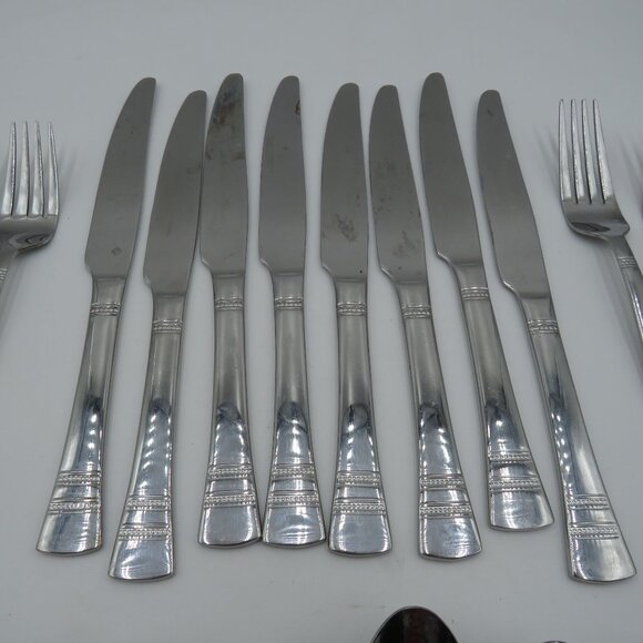 Pfaltzgraff Flatware Mix Lot 28 Pieces Sapphire Pattern Stainless Steel - Picture 4 of 16